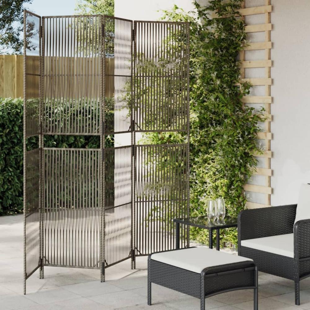 vidaXL Paravent 4-tlg. Grau Poly Rattan 365394 Bild 1