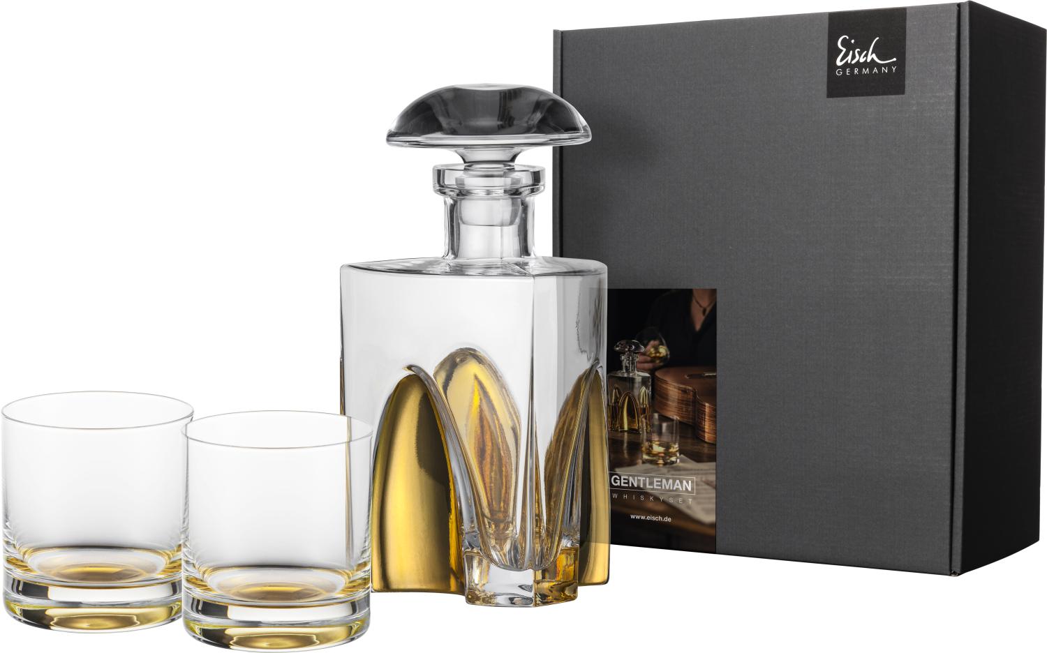 Eisch Whisky Geschenkset Gentleman Gold 3-tlg, 2 Becher mit Karaffe, Kristallglas, Gold, 86577499 Bild 1