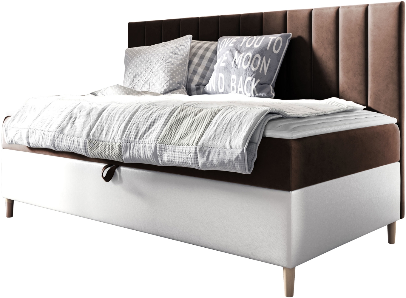 Boxspringbett Chapeni 'Junior 2' , braun, 80 x 200 cm Bild 1