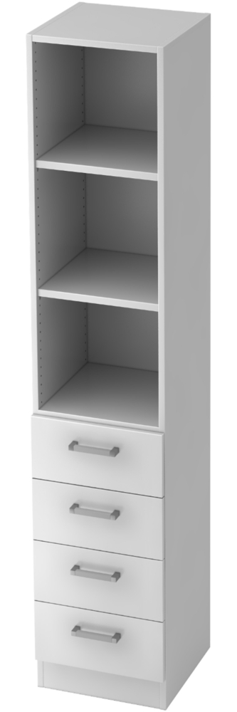 bümö office Aktenschrank Regal mit Schubladen, Büroschrank schmal aus FSC-Holz, 40cm breit in weiß - Aktenregal & Schubladenschrank mit Chromgriffen, Büro Möbel Schrank System, 7600-W-W-CE Bild 1