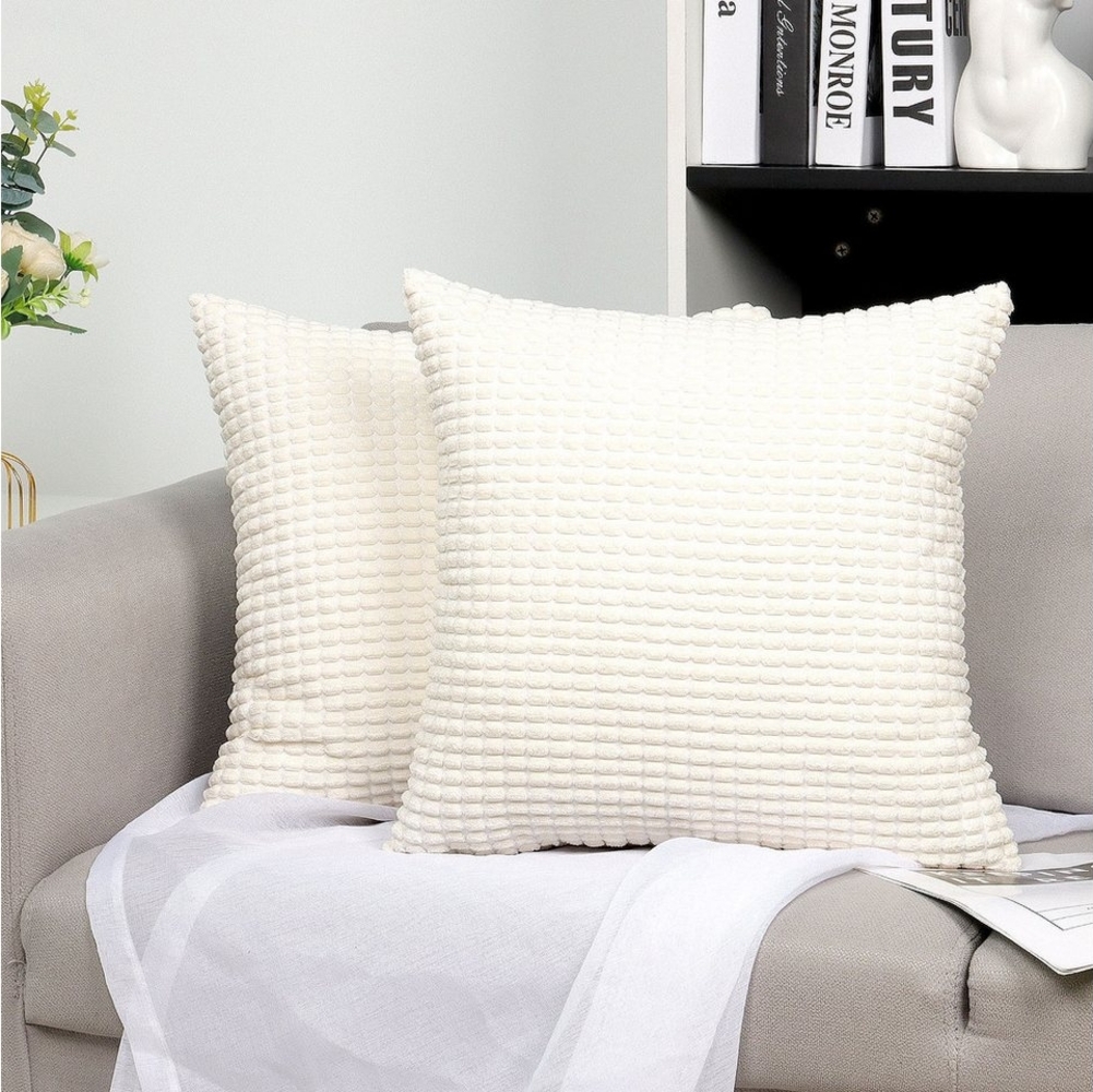 TAN. TOMI Kissenbezüge Kord Uni 2er Set Kissenbezug flauschig körnig Farbverlauf, Für Zierkissen Dekokissen Sofakissen Couchkissen vielen Farben Bild 1