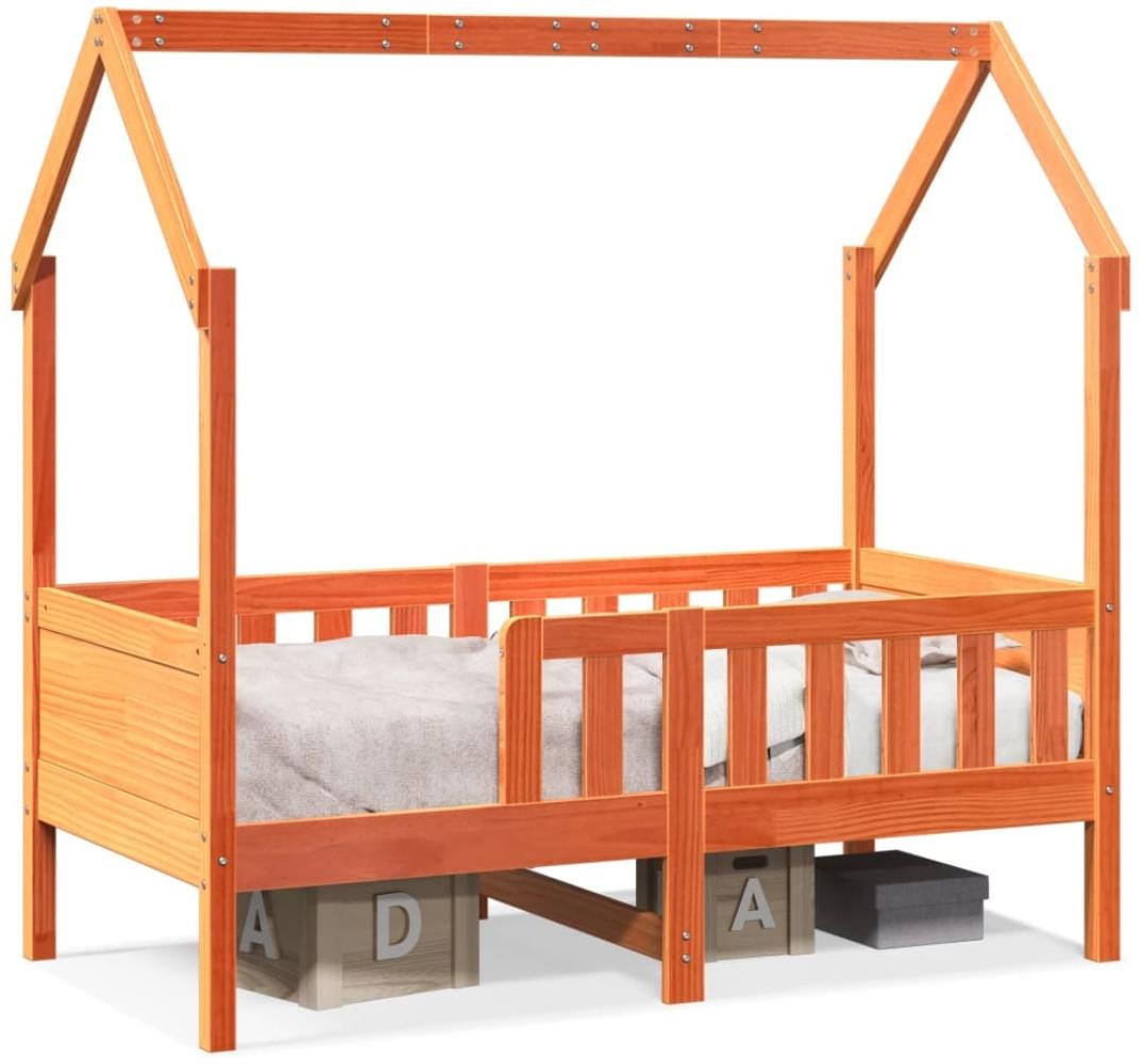 vidaXL Kinderbett Hausbett Wachsbraun 70x140 cm Kiefer 850715 Bild 1