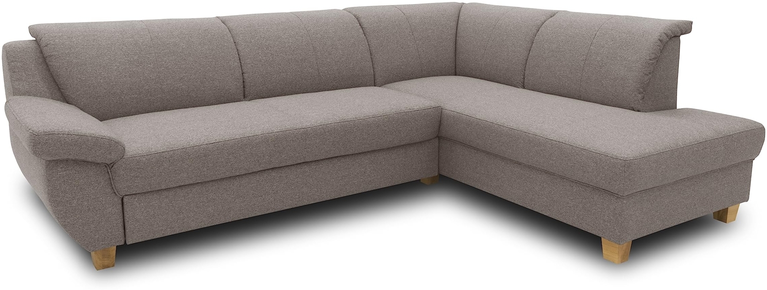 DOMO Collection Ecksofa Panama, klassisches Ecksofa in L-Form, Eckcouch, Sofa Couch, Ecke mit Schlaffunktion 254 x 186 cm in taupe Bild 1