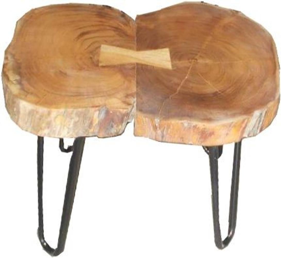 Casa Padrino Beistelltisch Akazien Holz / Eisen 55 - 70 cm - Industrial Möbel Hocker Tisch Bild 1