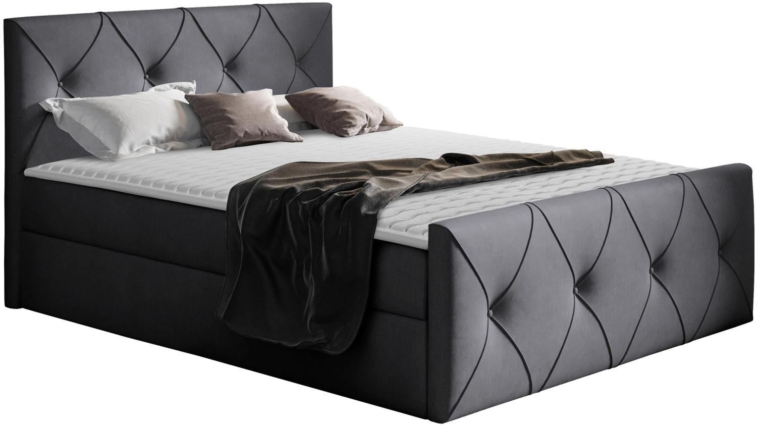 Mirjan24 Boxspringbett Nakir Lux, Grau 160 x 200 cm Bild 1