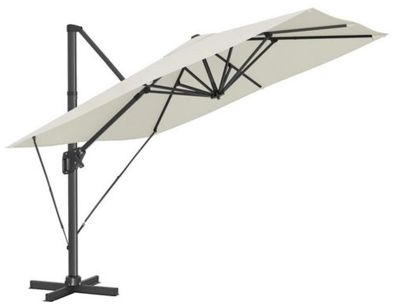 Songmics Sonnenschirm, 290 x 290 cm, UPF 50+, 360° drehbar, mit Ständer, Befestigungsgurten,Beige Bild 1