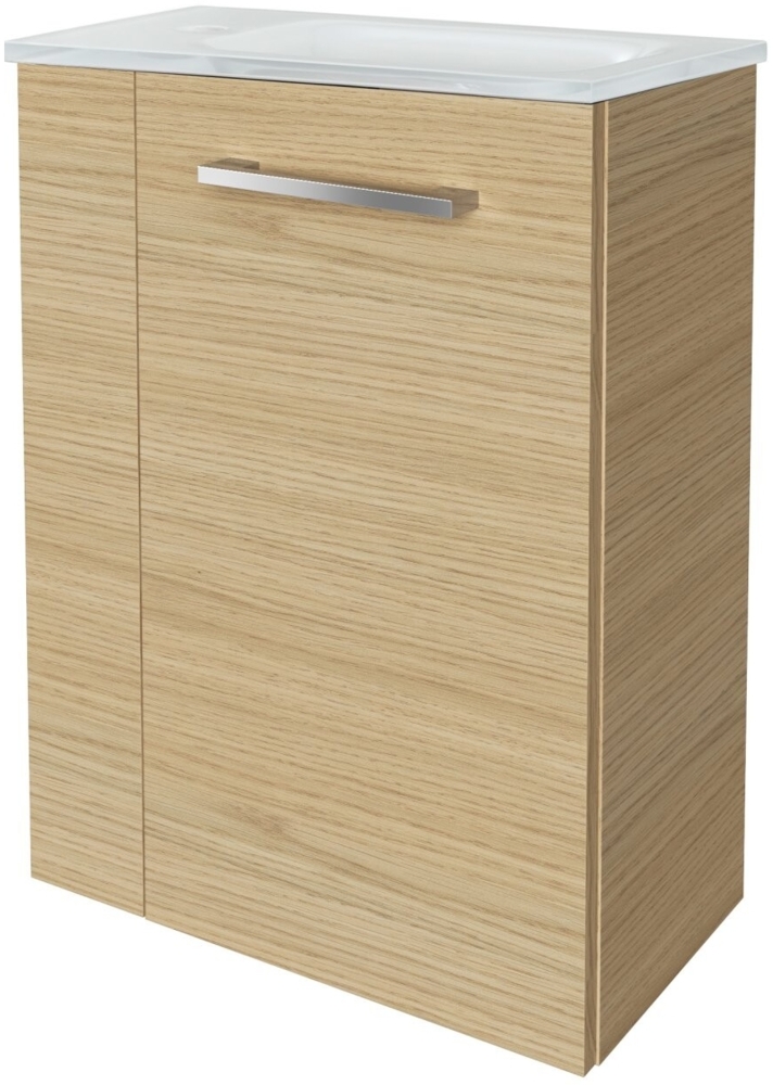 Fackelmann SBC B. STYLE Gäste WC Set 2-teilig 45 cm, Braun hell, rechts, Glas Weiß Bild 1