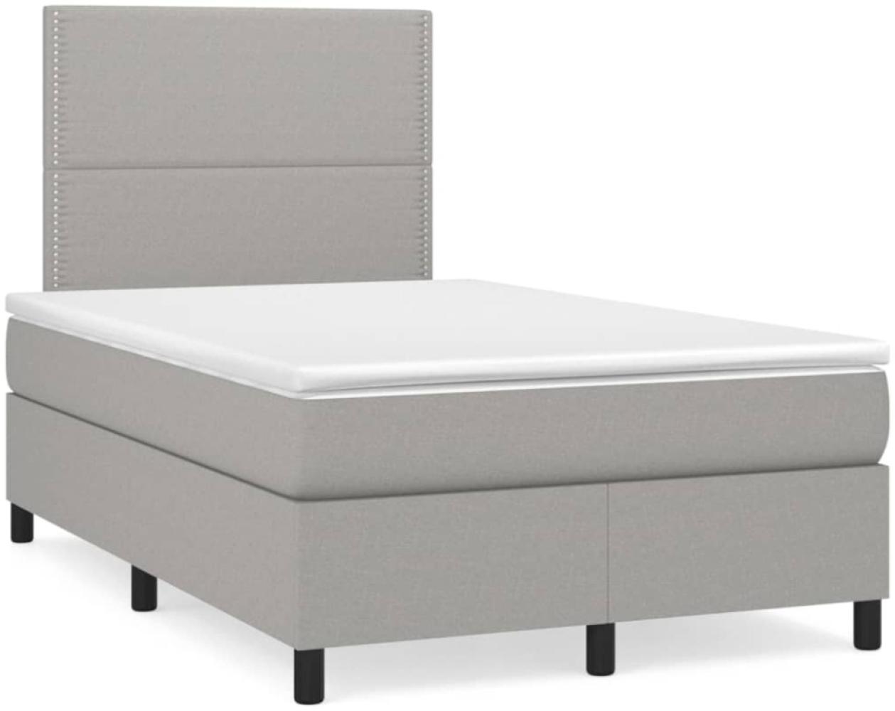 vidaXL Boxspringbett mit Matratze & LED Hellgrau 120x190 cm Stoff 3270190 Bild 1