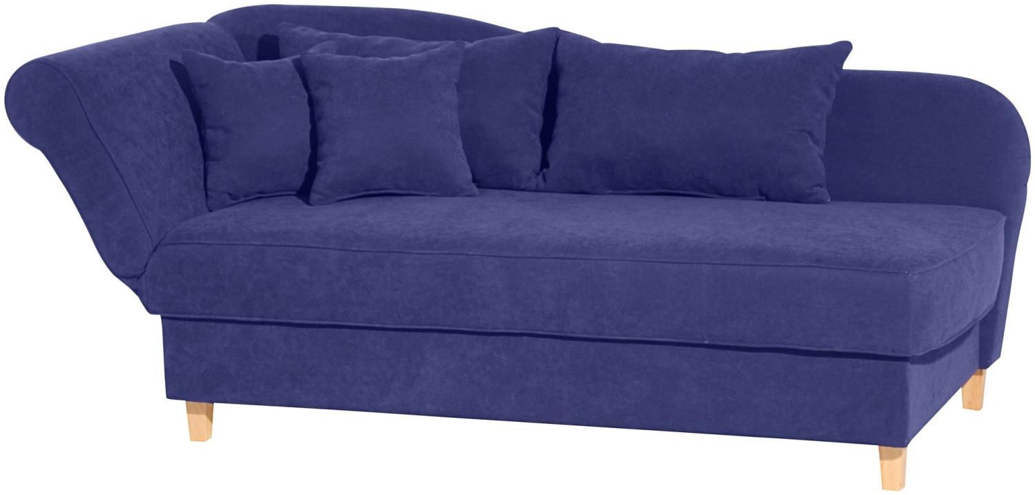 Recamiere mit Armteil links klappbar Katia Bezug Veloursstoff Buche natur / blau 22690 Bild 1
