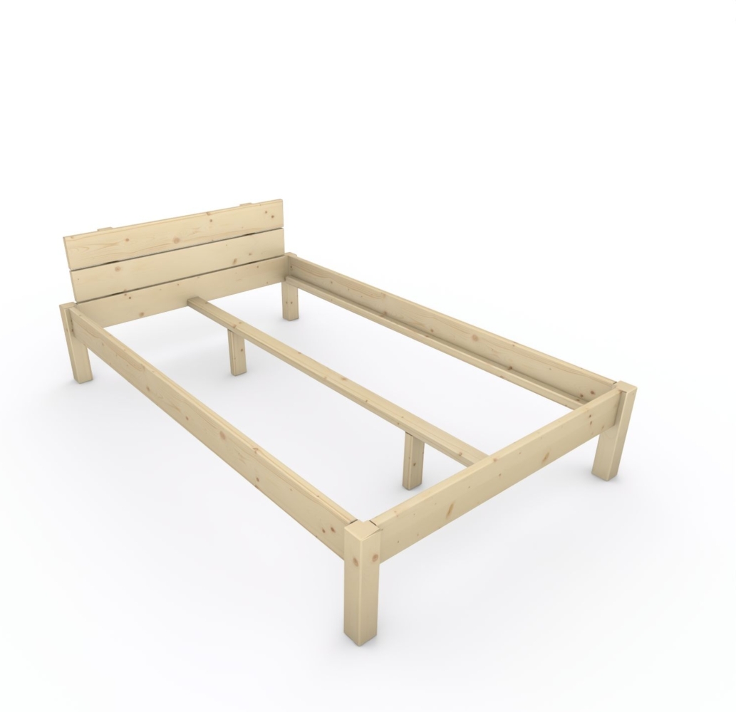Pfostenbett "metallarm" Fichte Holzbett "Daybett" 120 x 200cm 38cm Einzelbett Bild 1