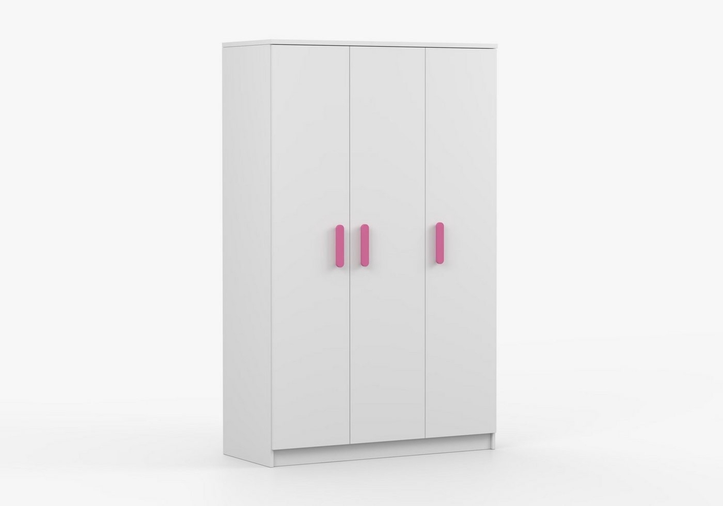 imoebel24 Drehtürenschrank JONAS I 19 120 cm - Weiss / Weiss - Rosa Griffe Bild 1