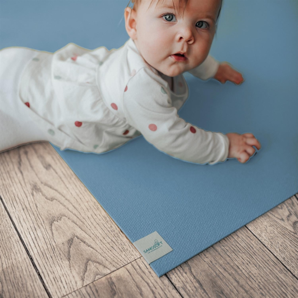 Krabbelmatte Sanosoft 80x160cm Hellblau | Öko-Tex und in Deutschland produziert - beidseitig rutschfeste Krabbelunterlage Bild 1