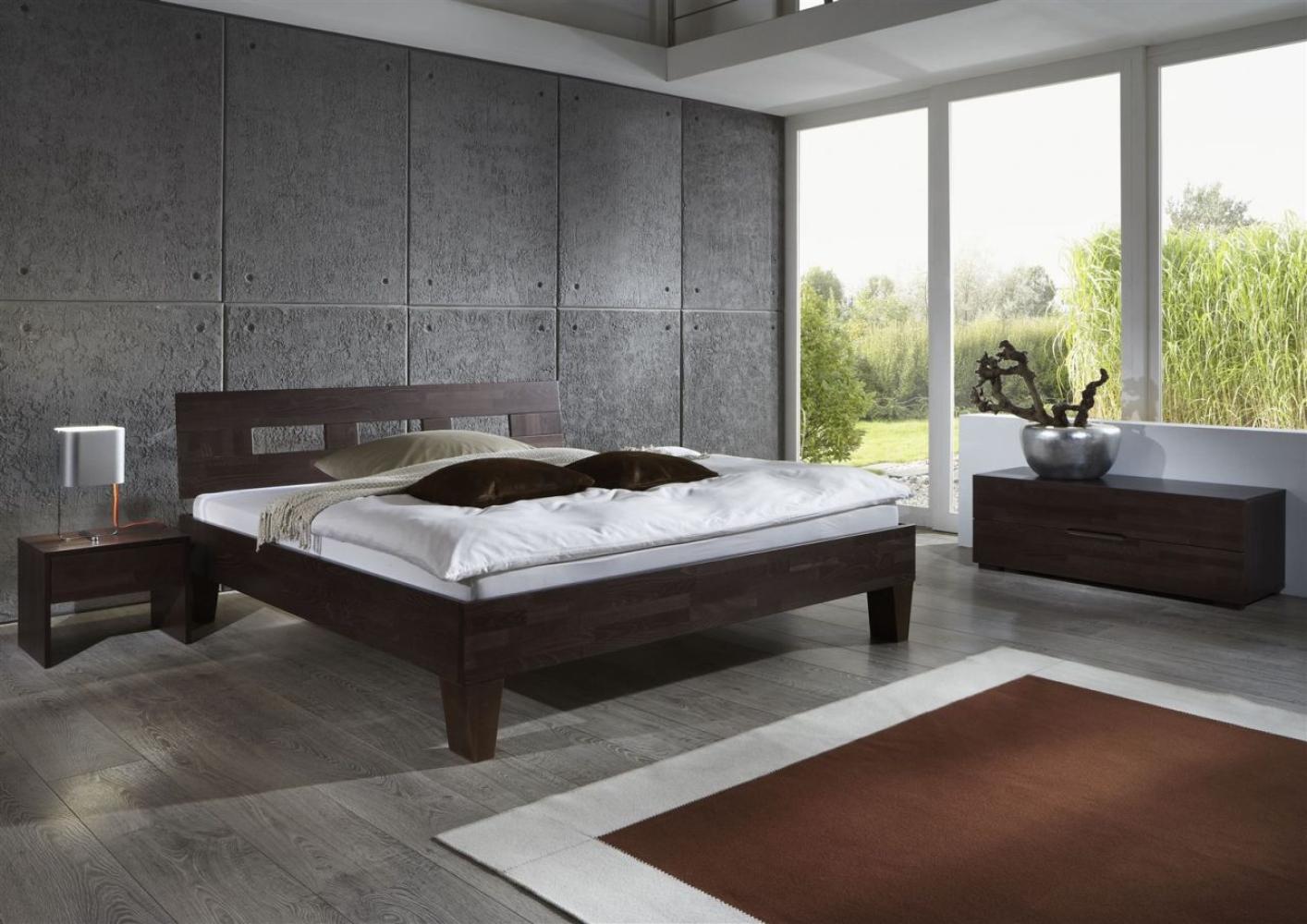 Massivholzbett Schlafzimmerbett - Ritz - Bett Buche -Wenge 140x200 cm Bild 1