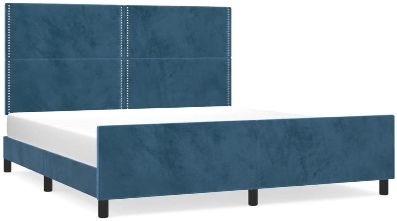Bettgestell mit Kopfteil Samt Dunkelblau 160x200 cm Bild 1