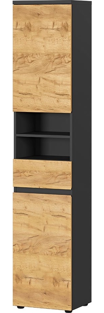 Hochschrank vito Mayor, Holzwerkstoff, Schwarz, Holzfarben, 39 x 190 x 34 cm Bild 1