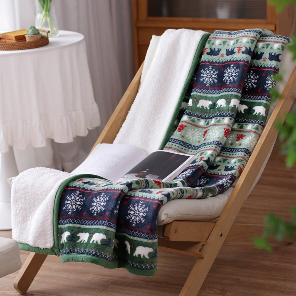 Wohndecke Plüsch-Strickdecke, Decke im Weihnachtsstil, flauschig, weich und warm, NUODWELL Bild 1