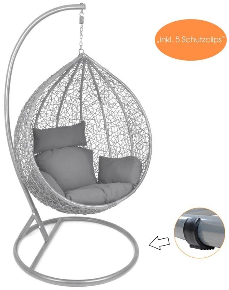 Rattan Hängesessel mit Gestell Polyrattan Hängekorb grau Relax Gartensessel Bild 1