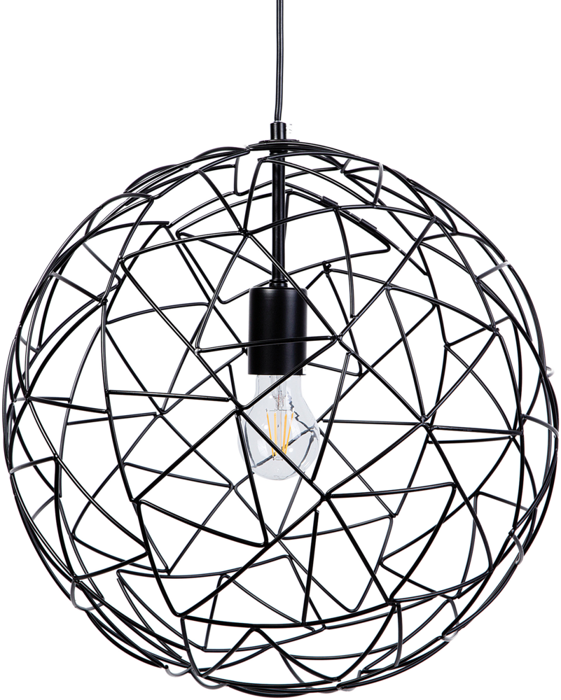 'Lemme' Hängeleuchte Schwarz Metall Glühbirnen-Optik mit Schirm in Kugelform mit Netz-Optik für Wohnzimmer Esszimmer Minimalistischer Stil Bild 1