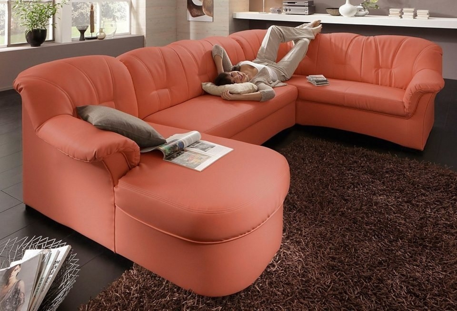 DOMO collection Wohnlandschaft Papenburg, zeitlose Rückensteppung, elegante Formensprache, U-Form, in großer Farbvielfalt, wahlweise mit Bettfunktion Bild 1