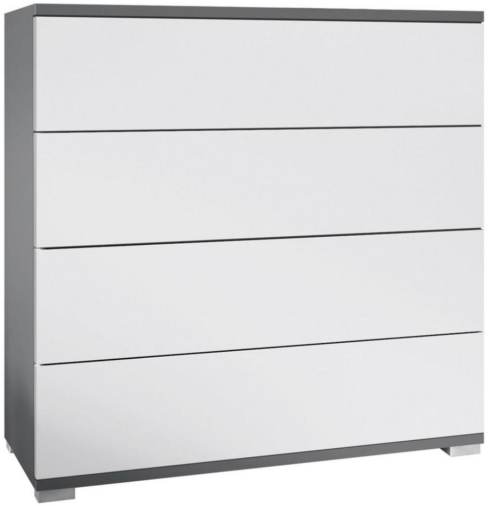 Vladon Kommode Pavos V3 (Sideboard, mit 4 Schubladen), Anthrazit matt/Weiß matt (76 x 76 x 35 cm) Bild 1