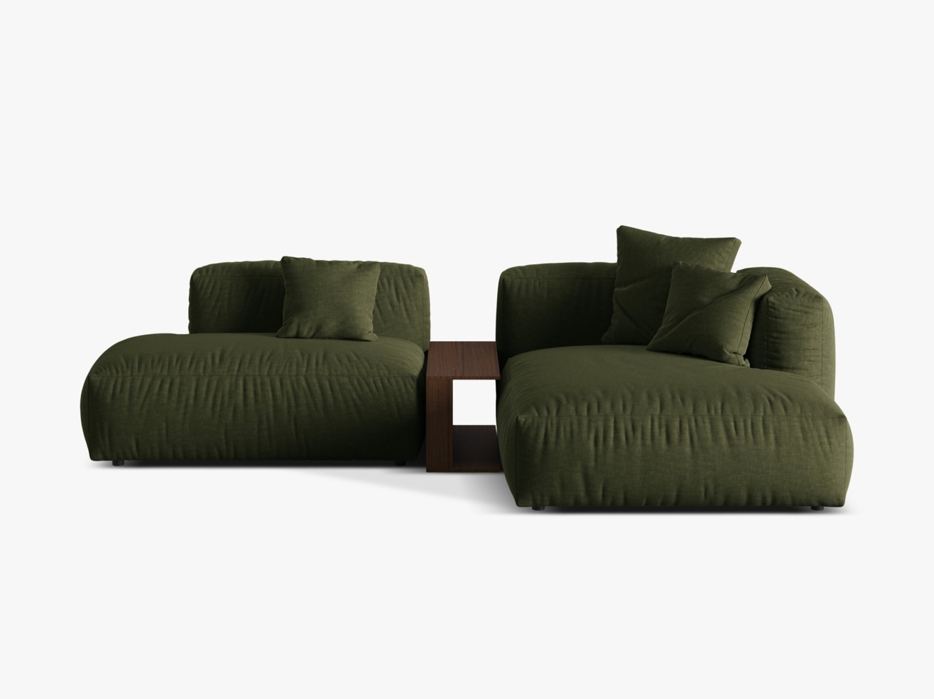 Micadoni Ecksofa Martina 2-Sitzer mit Couchtisch Strukturierter Stoff Grün Rechts Bild 1