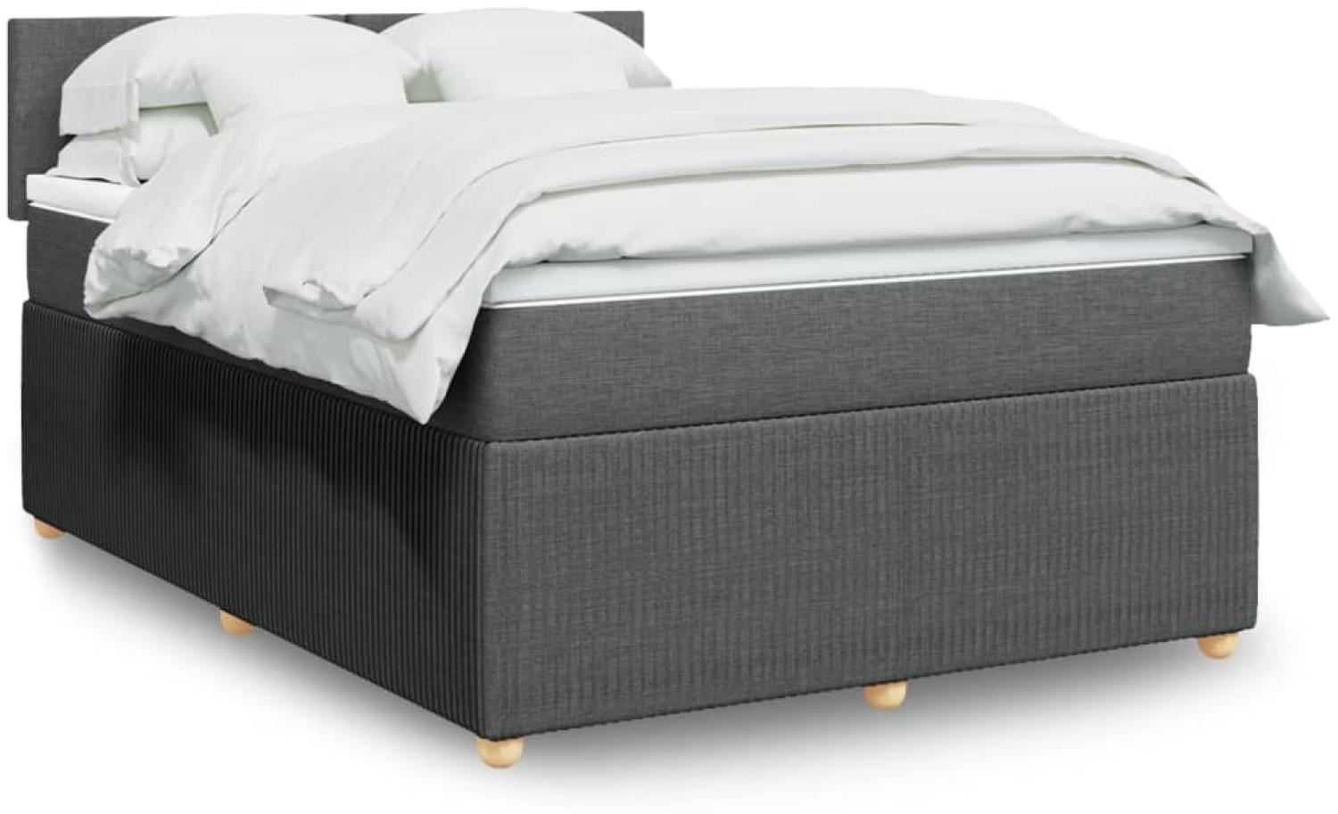 vidaXL Boxspringbett mit Matratze Dunkelgrau 140x190 cm Stoff 3289745 Bild 1