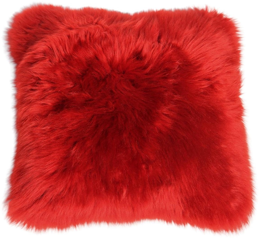 Lammfellkissen Merino Rot ohne Inlett Bild 1