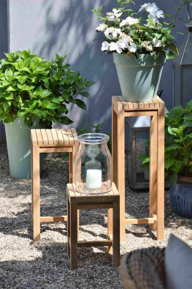 jankurtz Hocker Blumenhocker Samoa Flower aus Teakholz, 25x25x40 cm Bild 1