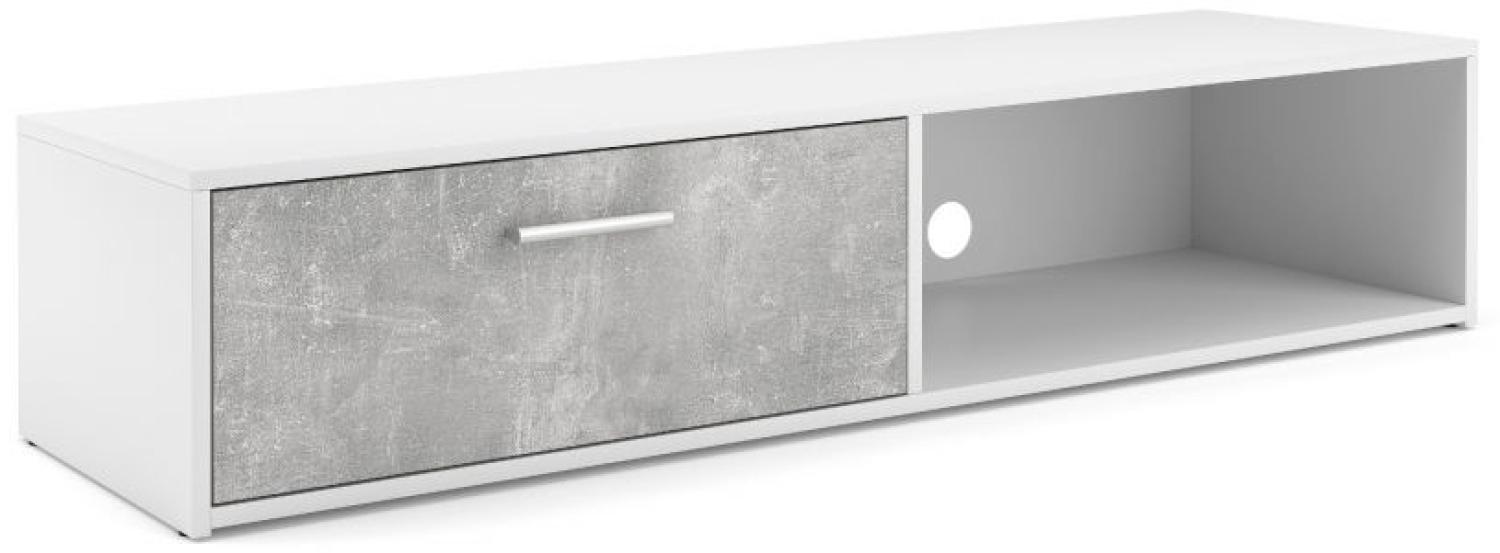 TV-Lowboard Start Stone grau und weiß 140 cm Bild 1