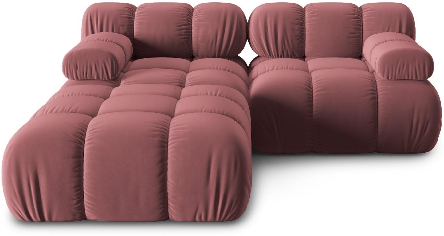 Micadoni Modulares Sofa Bellis 3-Sitzer mit flachem Modul Samtstoff Rosa Bild 1