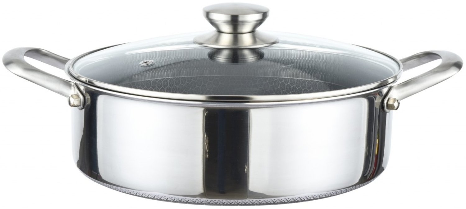 Kochtopf Topf Ø28cm Massiv Edelstahl mit Glasdeckel Induktion Cheffinger PSC28 Bild 1