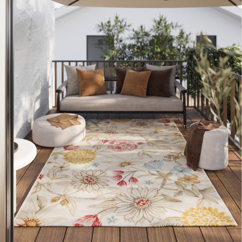 Wecon home Outdoorteppich Abloom, rechteckig, Höhe: 5 mm, Läufer, für Innen & Außen, pflegeleicht, Hoch-Tief Effekt Bild 1