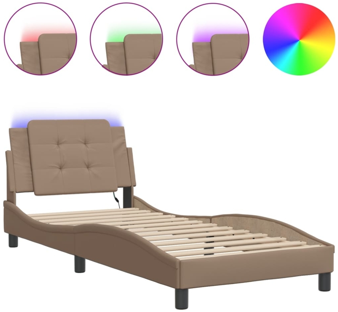 vidaXL Bettgestell mit LED ohne Matratze "Zadar" Cappuccino-Braun 90x190 cm 3214079 Bild 1