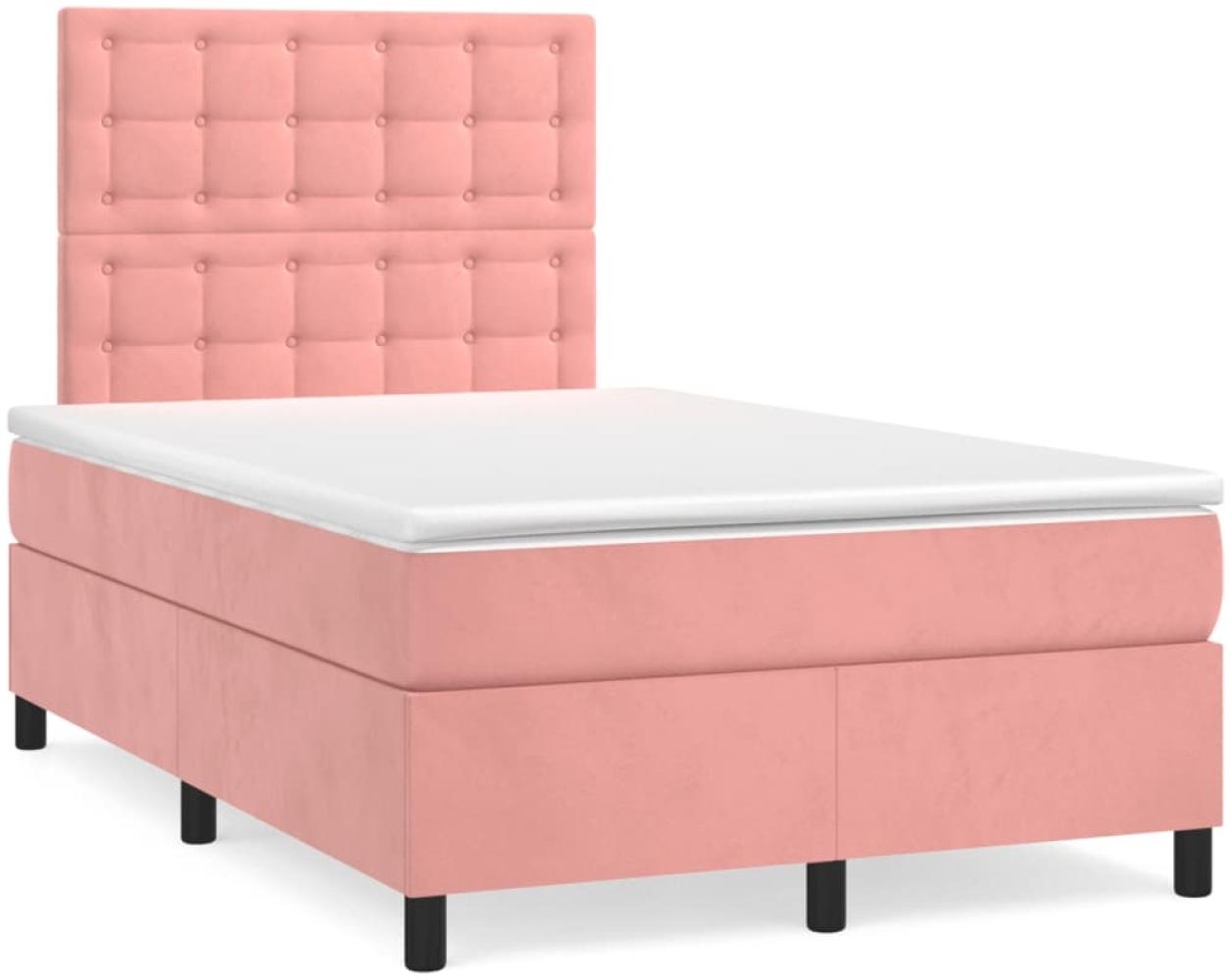 vidaXL Boxspringbett mit Matratze Rosa 120x190 cm Samt 3270024 Bild 1