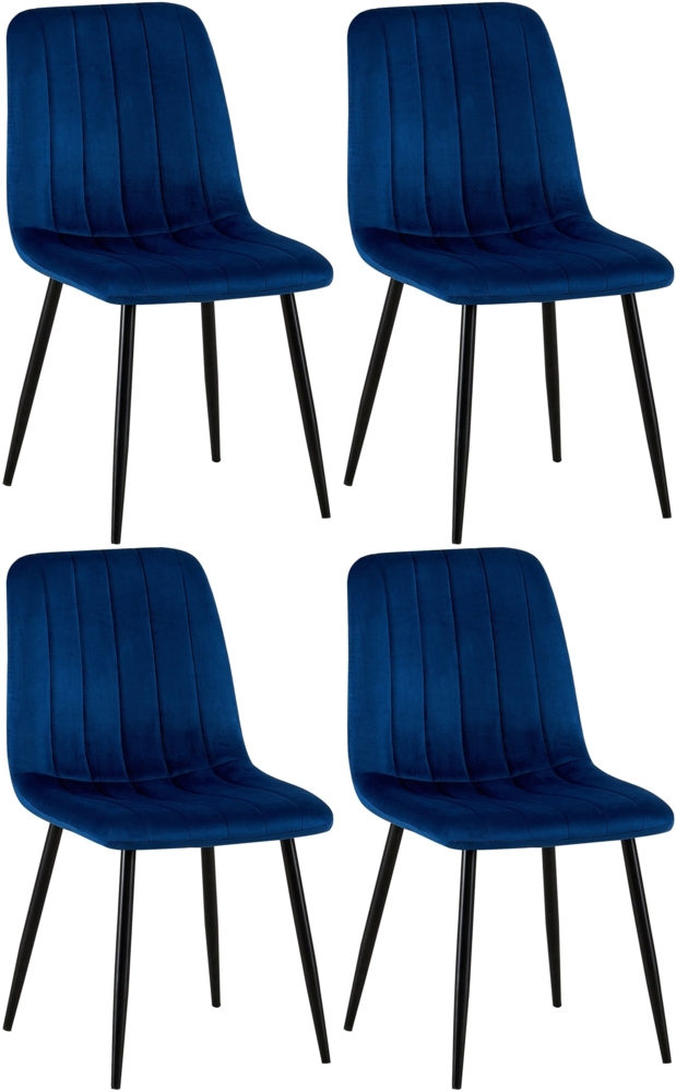 DELUKE® 4er Set Stühle LENZ Samt - 88 x 45 x 53 cm, blau, Metall Gestell Stühle Esszimmerstühle Stuhl Esszimmer Esstisch Stühle Küchenstuhl Bild 1