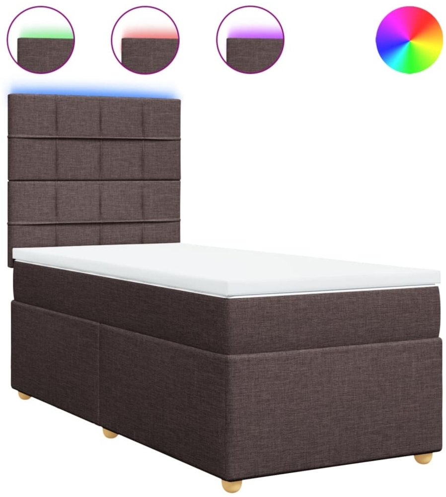 vidaXL Boxspringbett mit Matratze Dunkelbraun 100x200 cm Stoff 3293494 Bild 1