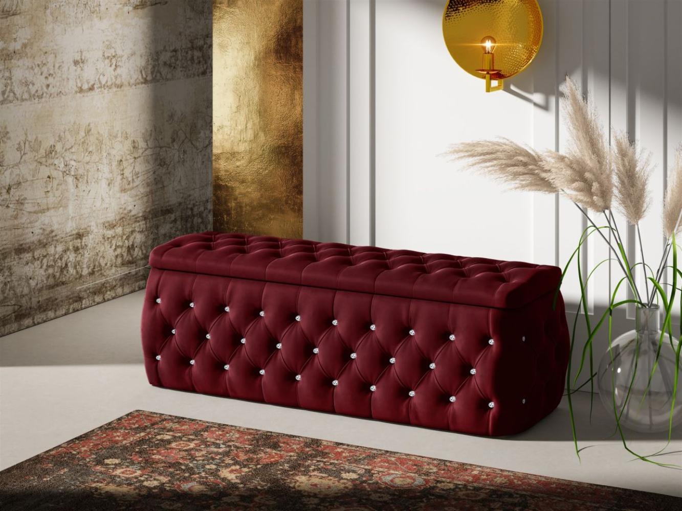 Polsterhocker mit Stauraum Betthocker SEVRA 120x50x45 cm Elisa Velvet Bordeauxrot Bild 1