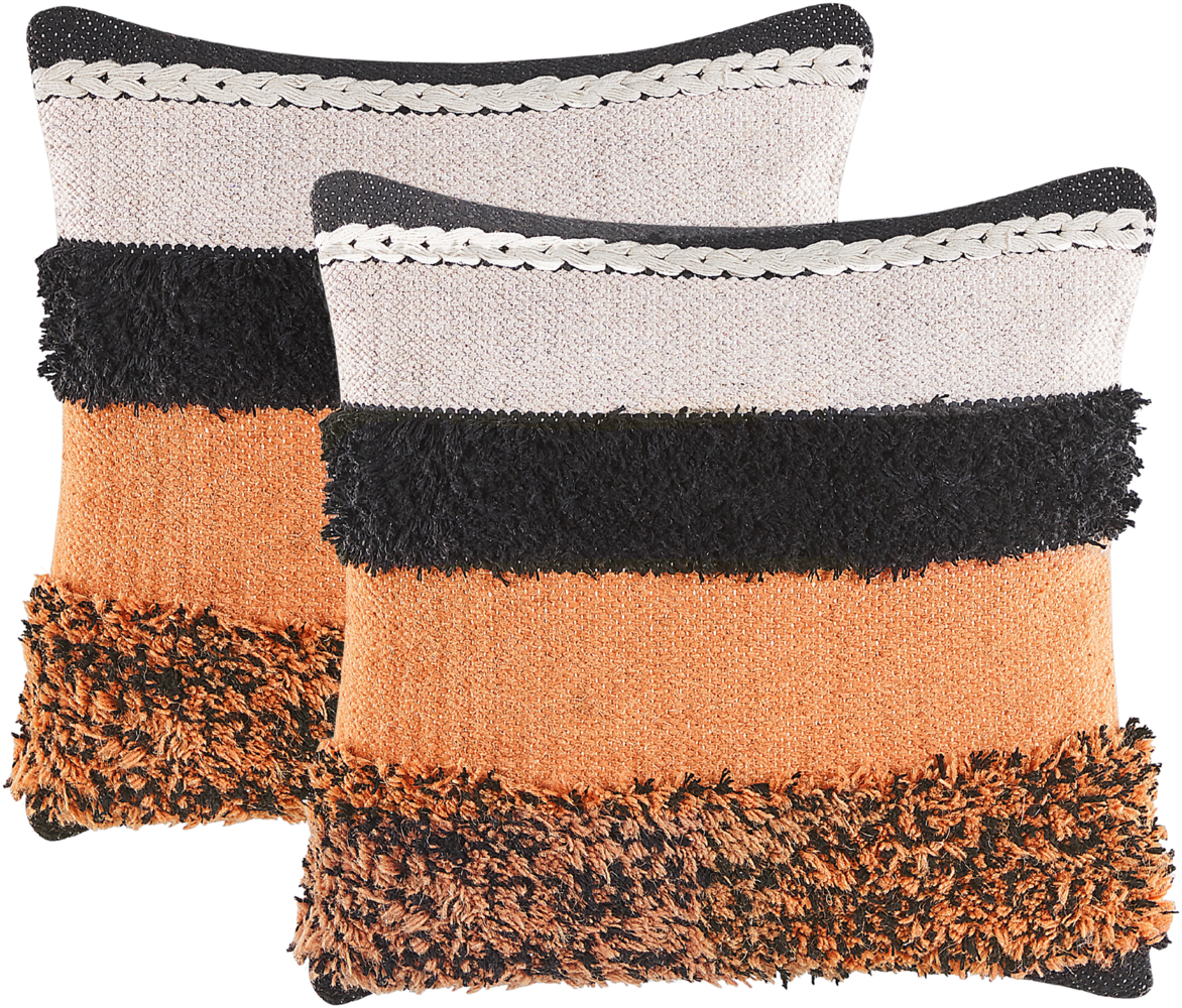 Kissen 2er Set Streifenmuster MIHALGAZI Baumwolle 45 x 45 cm Bunt Bild 1