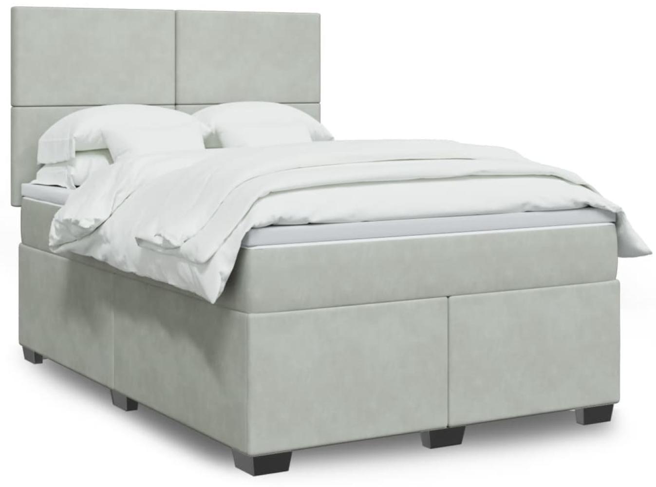 vidaXL Boxspringbett mit Matratze Hellgrau 140x200 cm Samt 3293224 Bild 1