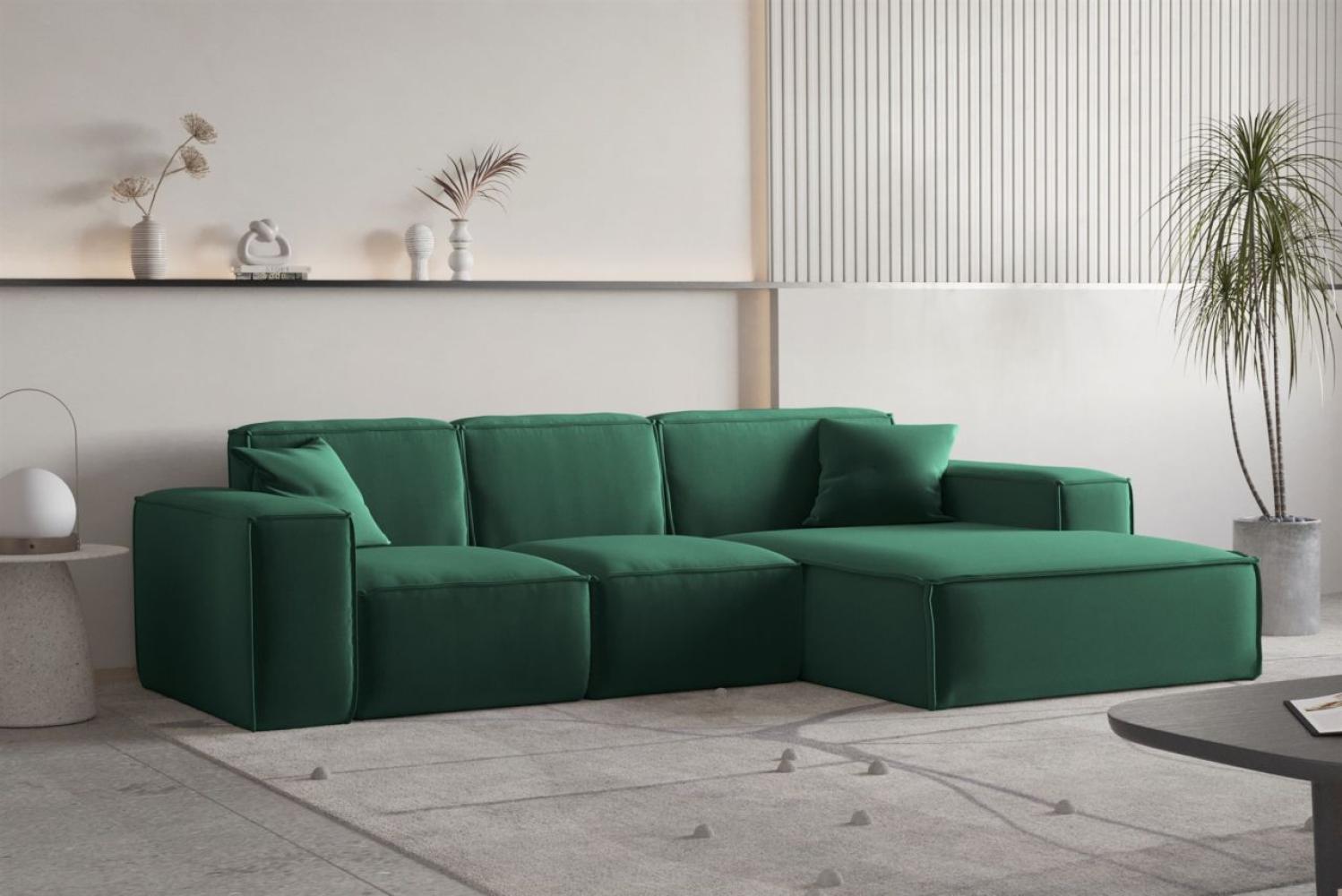 Ecksofa Designersofa CELES PREMIUM Stoff Opera Velvet Grün Ottomane Rechts Bild 1