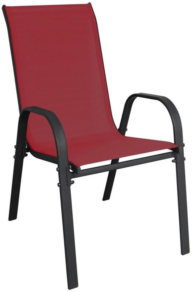 Stapelstuhl Metall - Textilen Farbe Anthrazit - Bordeauxrot Bild 1