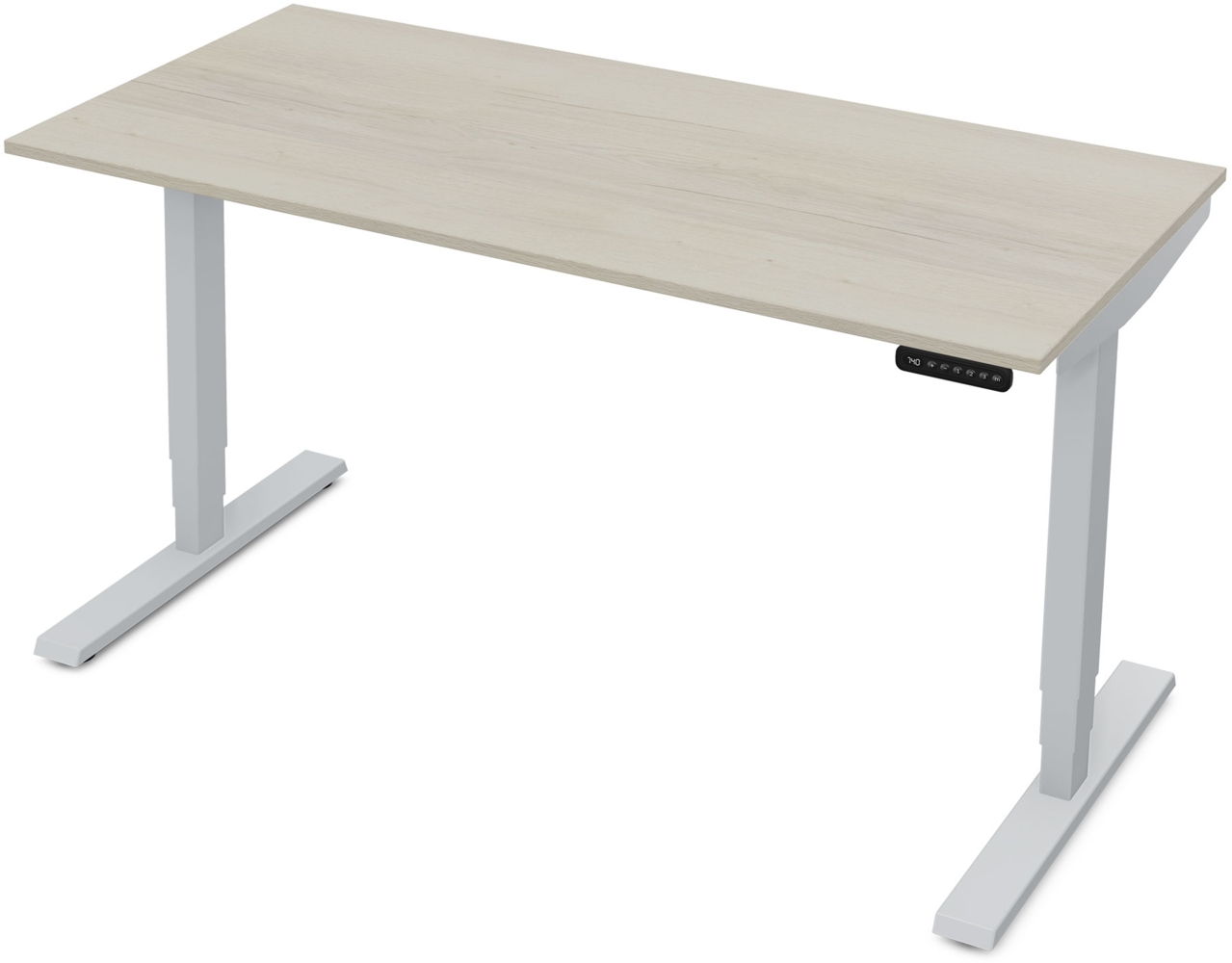 ASSMANN Elektrisch höhenverstellbarer Schreibtisch Y-Line 120x80cm Eiche Polar Weißaluminium Metall Holz Melaminoberfläche Bild 1