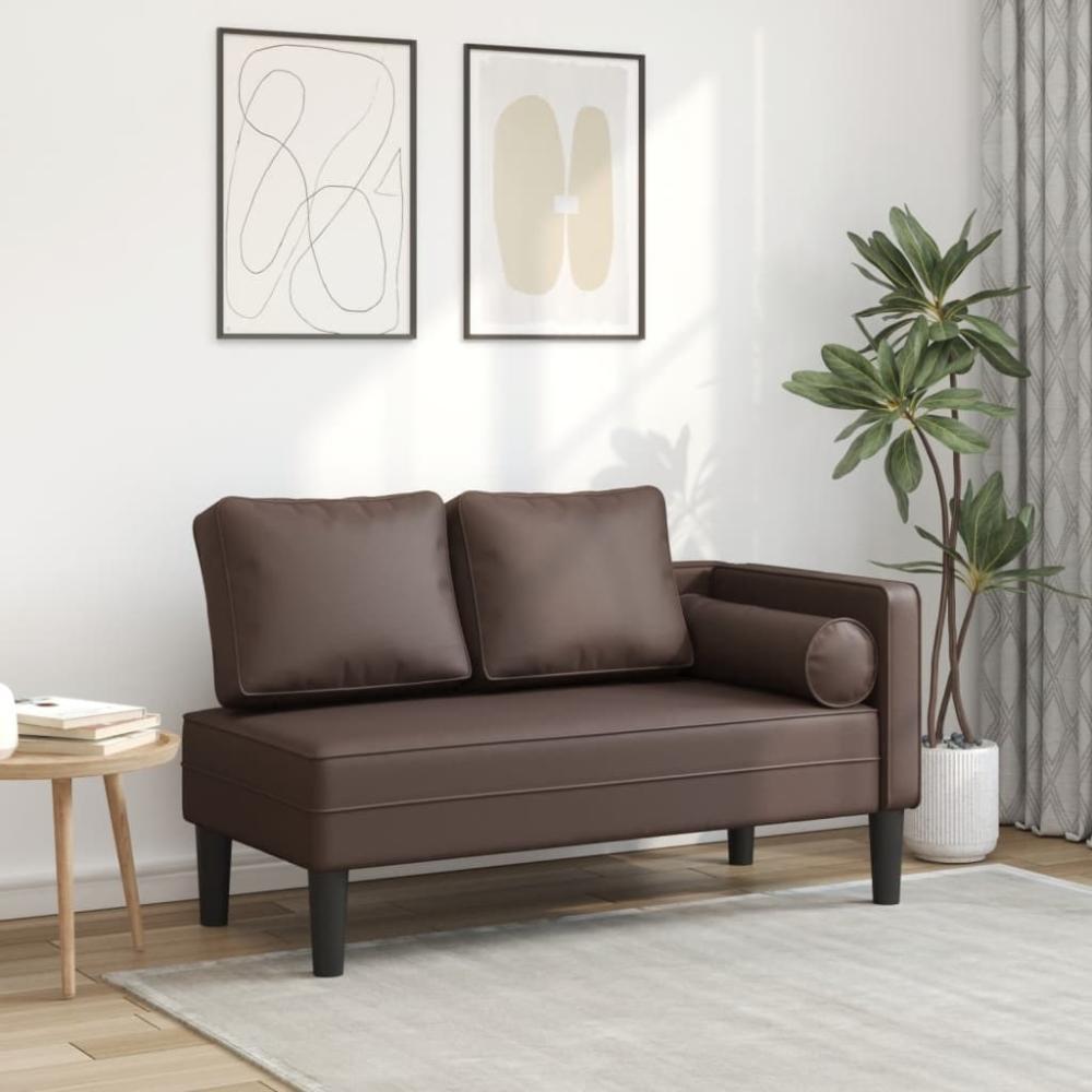 vidaXL Chaiselongue mit Kissen Braun Kunstleder, 116,5 x 62 x 57,5 cm Bild 1