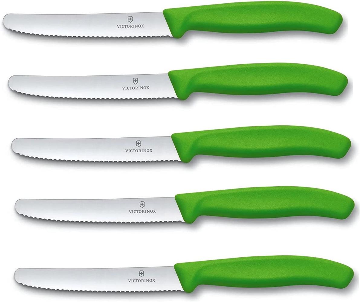 Victorinox Tomatenmesser Brötchenmesser Tafelmesser Set 5-teilig Swiss Classic (Grün) Bild 1