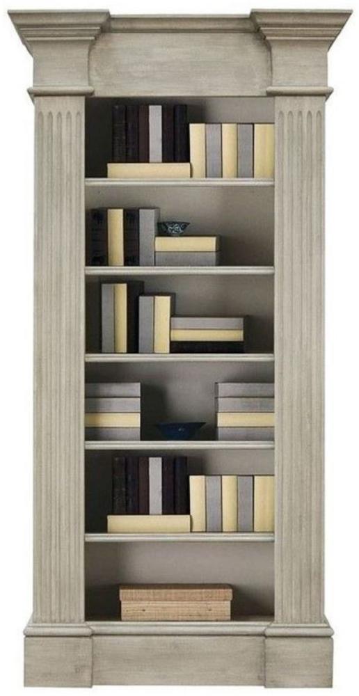 Casa Padrino Luxus Landhausstil Bücherschrank Grau - Handgefertigter Massivholz Schrank - Regalschrank - Edle Landhausstil Massivholz Möbel Bild 1