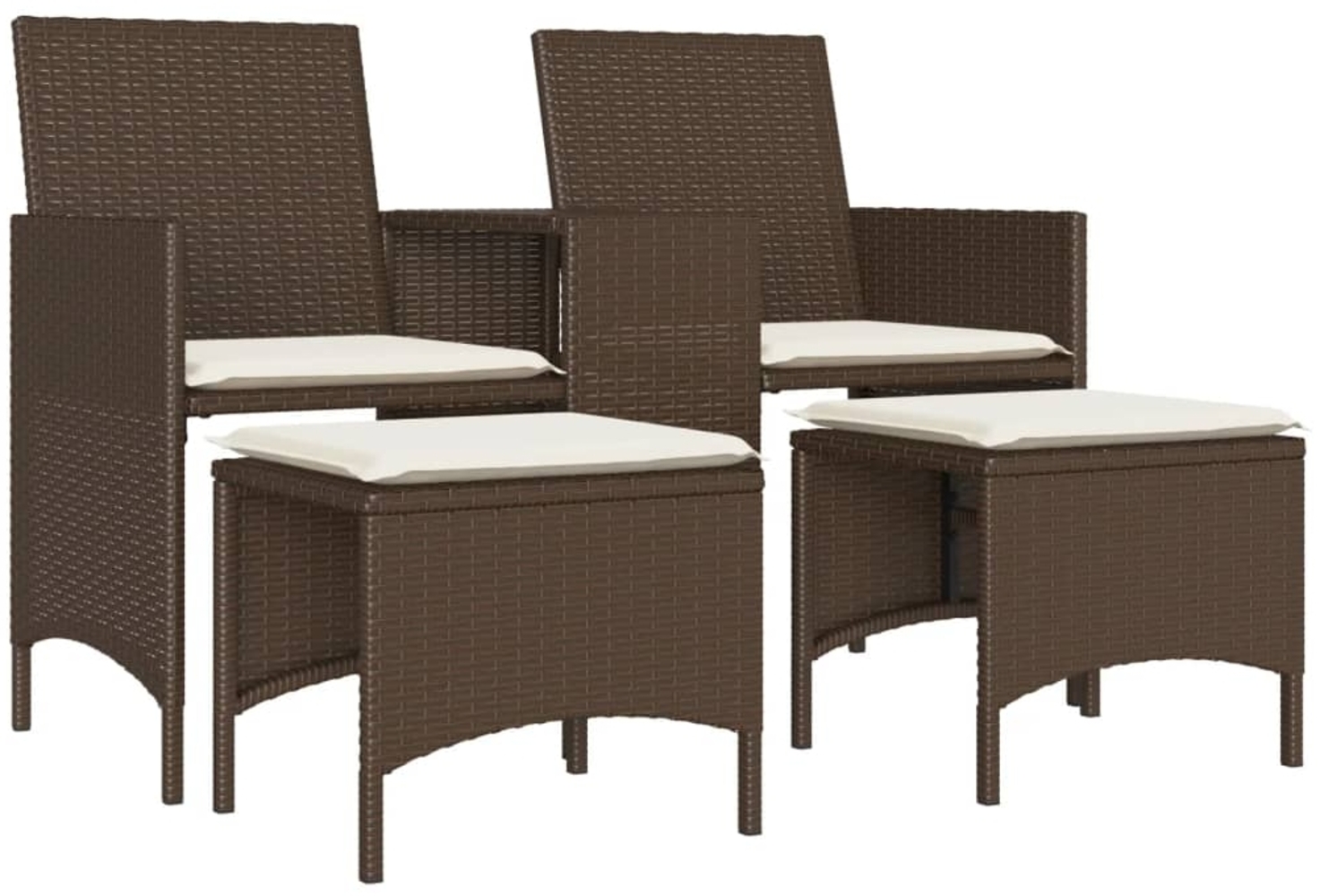 vidaXL Gartensofa 2-Sitzer mit Tisch und Hockern Braun Poly Rattan 4003891 Bild 1