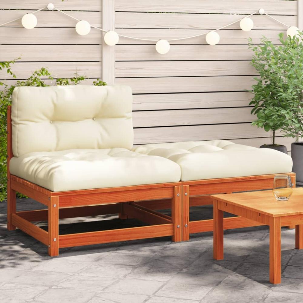 vidaXL Gartensofa ohne Armlehnen mit Kissen und Hocker 838130 Bild 1