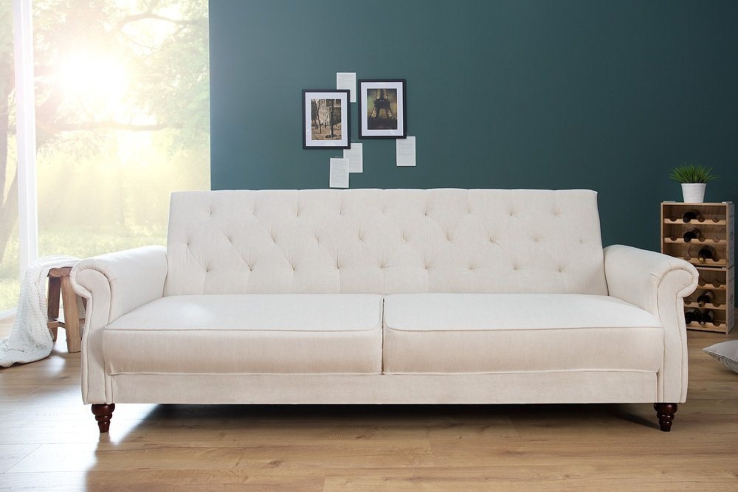 riess-ambiente Schlafsofa MAISON BELLE AFFAIRE 220cm natur braun, Einzelartikel 1 Teile, Wohnzimmer · Strukturstoff · Chesterfield Bild 1