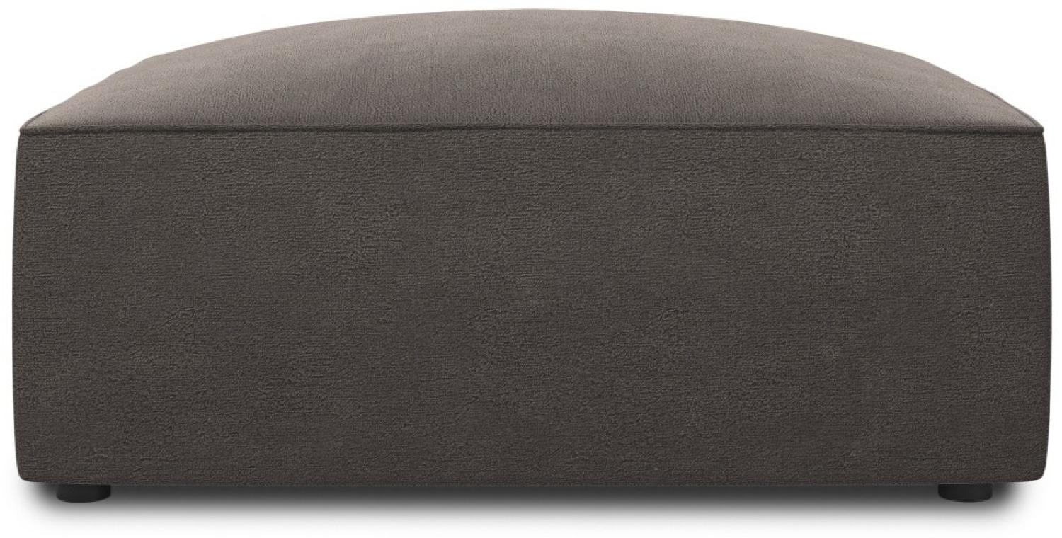 Micadoni Samtstoff Pouf Hocker Ruby | Bezug Dark Grey | Beinfarbe Black Plastic Bild 1