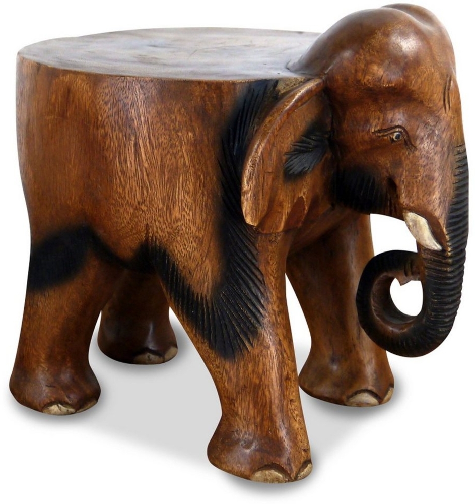 livasia Dekofigur Holzelefant mit Ablage, Hocker, Podest, Beistelltisch (20cm/30cm Höhe) Bild 1